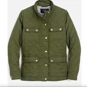 J. Crew Women's Quilted Field Jacket Lined Medium weight Sz Medium Gold Green